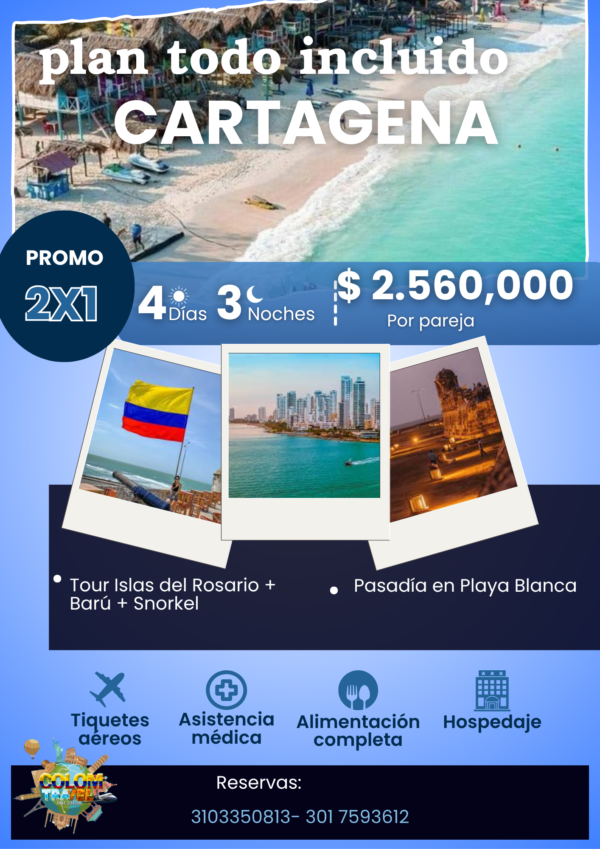 PLAN PAREJA A CARTAGENA 3 NOCHES 4 DIAS