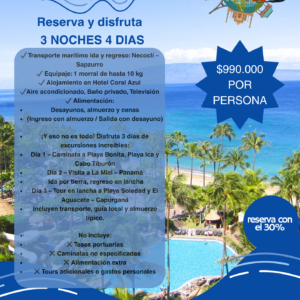 SAPZURRO PLAN TODO INCLUIDO 3 NOCHES 4 DIAS